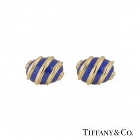 Tiffany & Co. Yellow Gold Enamel Olive Schlumberger Cufflinks